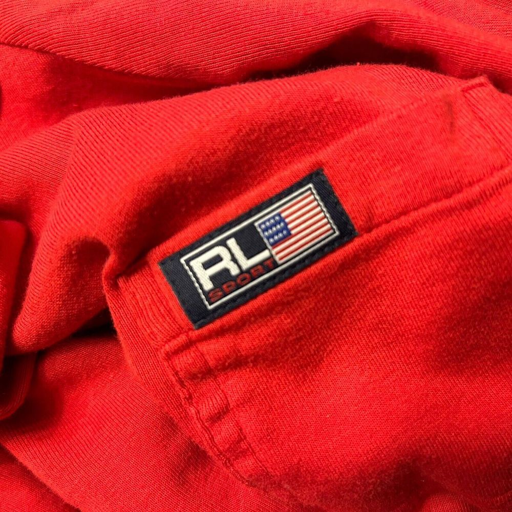 Vintage Y2K Polo Sport Womens Large Red T-Shirt‎ Dress Embroidered Flag Logo